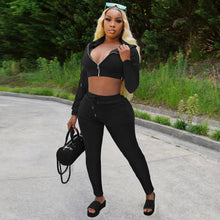 Load image into Gallery viewer, Fashion Solid Color Hooded Two Piece Set（AY2375）
