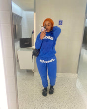 Load image into Gallery viewer, Contrast letter printed fleece hoodie suit (AY2482)
