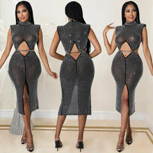 Load image into Gallery viewer, Sexy perspective drill hollow out split dress (AY2157)

