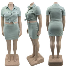 Load image into Gallery viewer, Plus size solid color fashion casual set AY2736
