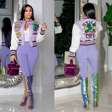 Load image into Gallery viewer, Printed threaded fashion women's top baseball jacket AY2704
