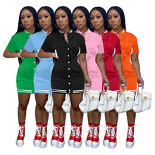 Load image into Gallery viewer, Women's short sleeve button baseball dress AY1922
