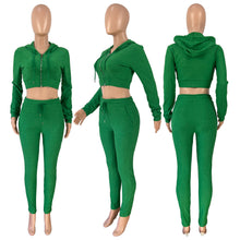 Load image into Gallery viewer, Fashion Solid Color Hooded Two Piece Set（AY2375）
