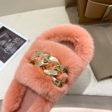 Load image into Gallery viewer, Hot selling thick-soled round head hairy chain slippers
