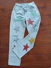 Load image into Gallery viewer, Sequin printed perforated pentagram jeans AY2754
