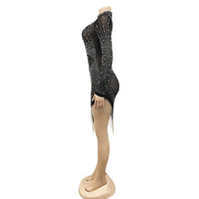 Load image into Gallery viewer, Sexy mesh rhinestone fringed dress（AY1721）

