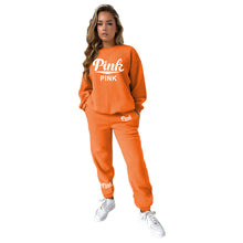 Load image into Gallery viewer, Women's printed large size round neck hoodie two-piece set AY2593
