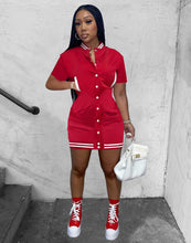 Load image into Gallery viewer, Women's short sleeve button baseball dress AY1922
