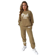 Load image into Gallery viewer, Women's printed large size round neck hoodie two-piece set AY2593
