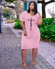 Load image into Gallery viewer, Sexy Letter Print V Neck Dress（AY2104)
