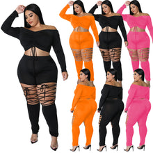 Load image into Gallery viewer, Sexy solid color strapless drawstring two-piece set（AY2296）
