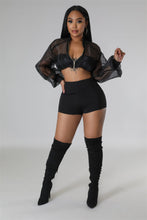 Load image into Gallery viewer, Organza top and solid color shorts two-piece set AY2735
