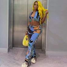 Load image into Gallery viewer, Sexy Printed Fringe Two Piece Set（AY1824）
