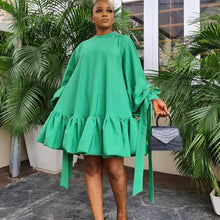 Load image into Gallery viewer, Solid Color Puff Sleeve Dress（AY2272）

